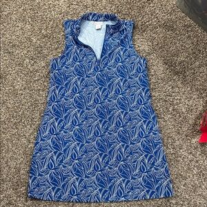 Tommy Bahama Blue and White Leaf Print Top